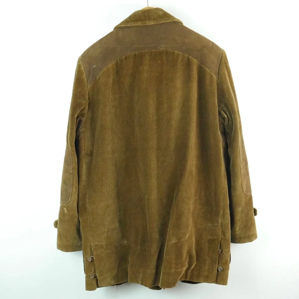 Vintage Cortefiel Corduroy Shooting Jacket Brown Suede Patch Hunting Coat 42